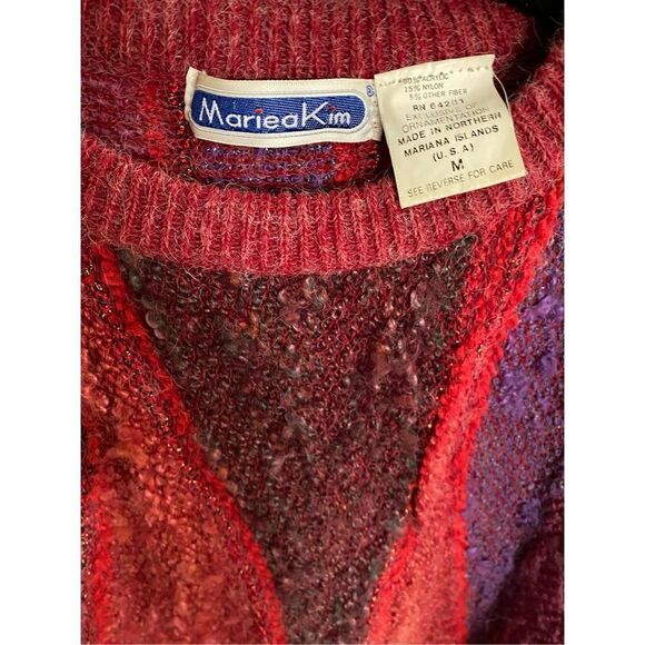 Mariea Kim vintage 80s women’s multi colored long sleeve sweater med - Picture 4 of 4